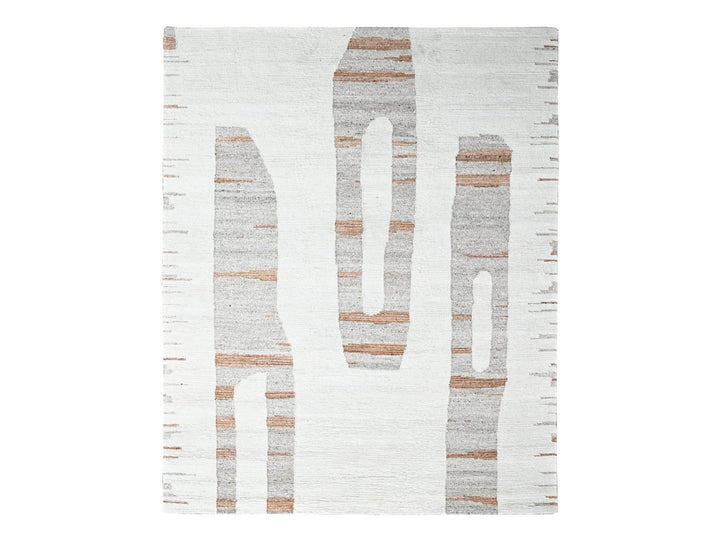 9'3" x 12'0" New Hand Knotted Ivory Wool Rectangle Oriental Rug - MOA10210338