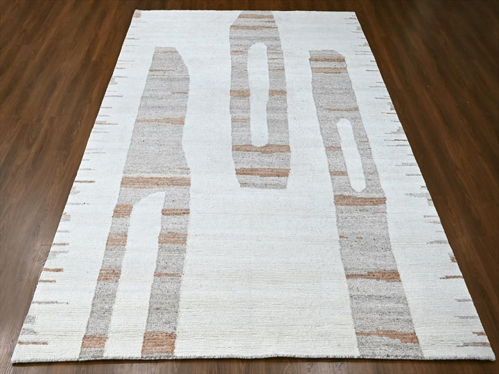 9'3" x 12'0" New Hand Knotted Ivory Wool Rectangle Oriental Rug - MOA10210338