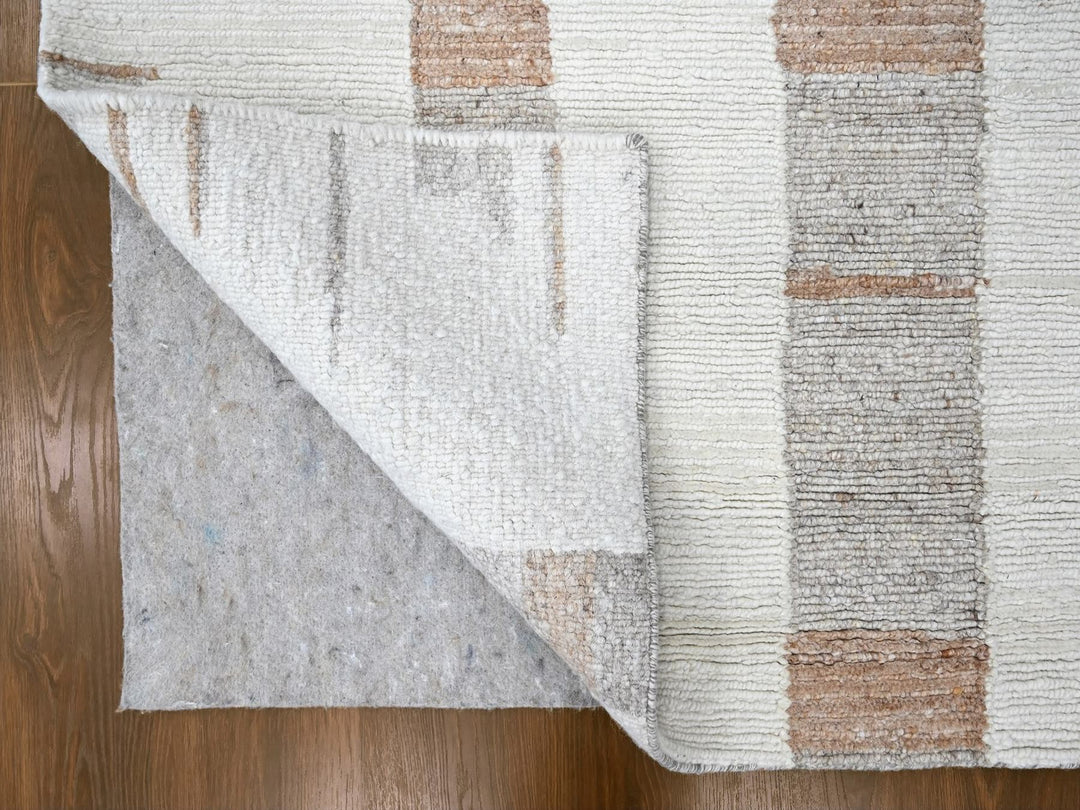 9'3" x 12'0" New Hand Knotted Ivory Wool Rectangle Oriental Rug - MOA10210338