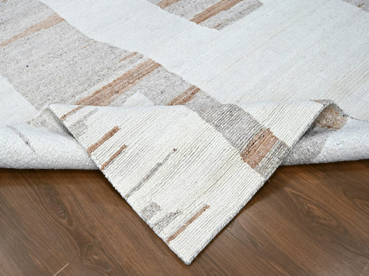 9'3" x 12'0" New Hand Knotted Ivory Wool Rectangle Oriental Rug - MOA10210338