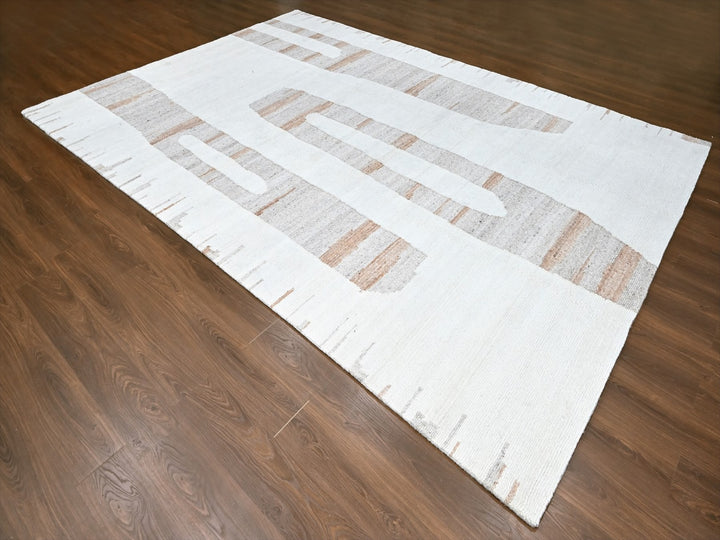 10'0" x 14'2" New Hand Knotted Ivory Wool Rectangle Oriental Rug - MOA10210339