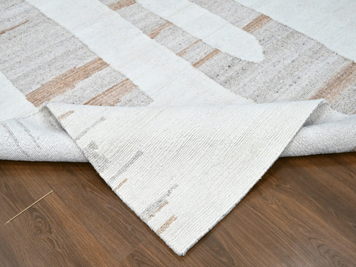 10'0" x 14'2" New Hand Knotted Ivory Wool Rectangle Oriental Rug - MOA10210339