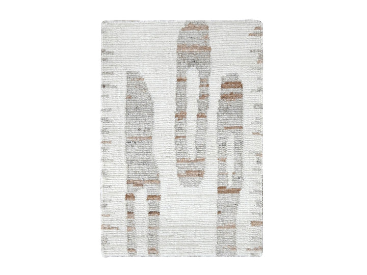2'2" x 3'0" New Hand Knotted Ivory Wool Rectangle Oriental Rug - MOA10210341
