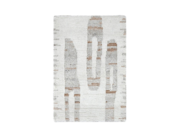 2'2" x 3'0" New Hand Knotted Ivory Wool Rectangle Oriental Rug - MOA10210342