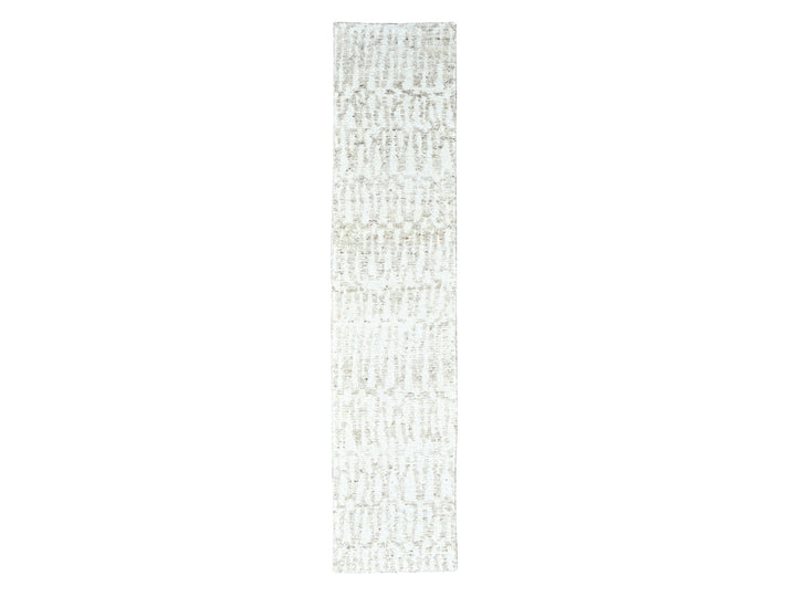 2'6" x 11'10" New Hand Knotted Ivory Wool Runner Oriental Rug - MOA10210343
