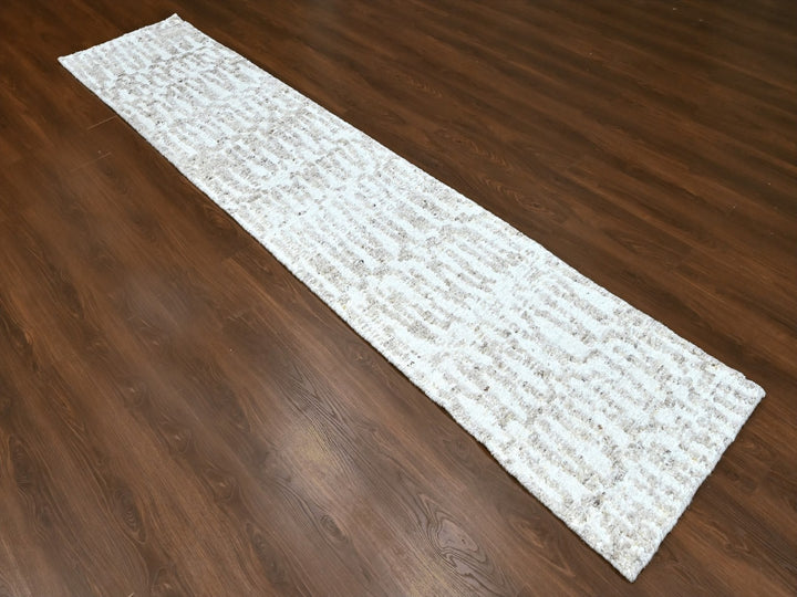 2'6" x 11'10" New Hand Knotted Ivory Wool Runner Oriental Rug - MOA10210343