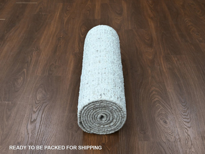 2'6" x 11'10" New Hand Knotted Ivory Wool Runner Oriental Rug - MOA10210343