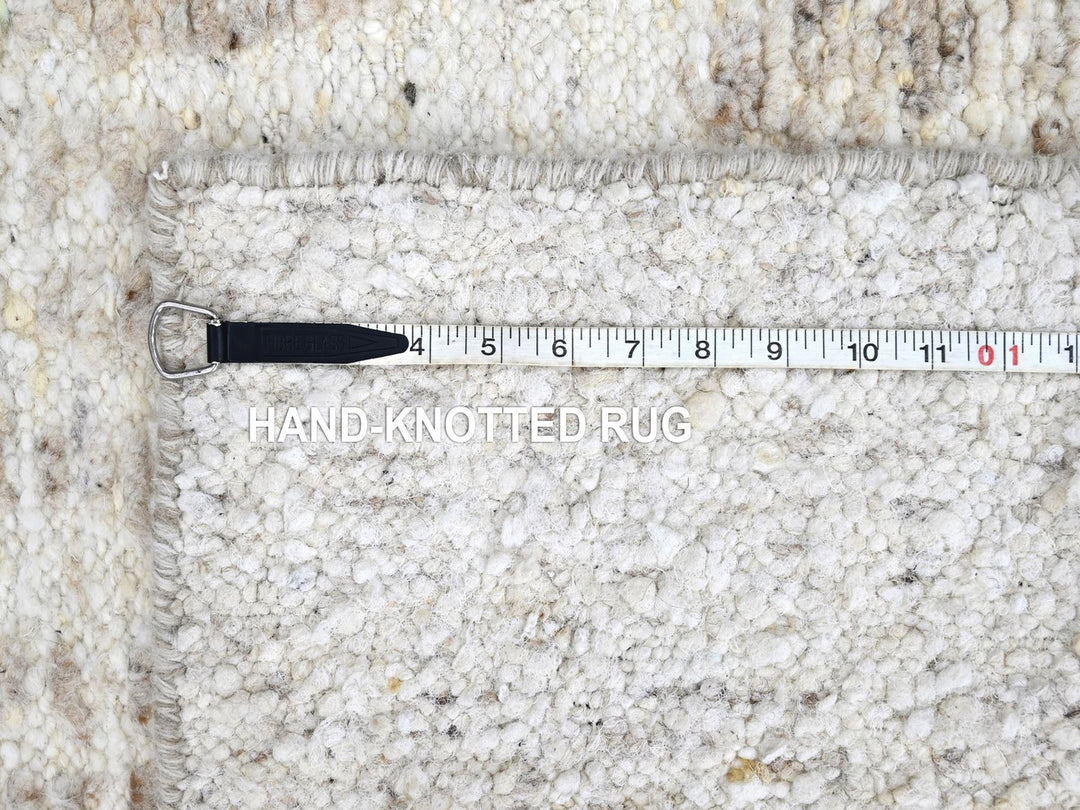 2'6" x 11'10" New Hand Knotted Ivory Wool Runner Oriental Rug - MOA10210343