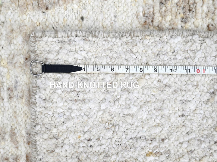 2'6" x 11'10" New Hand Knotted Ivory Wool Runner Oriental Rug - MOA10210343