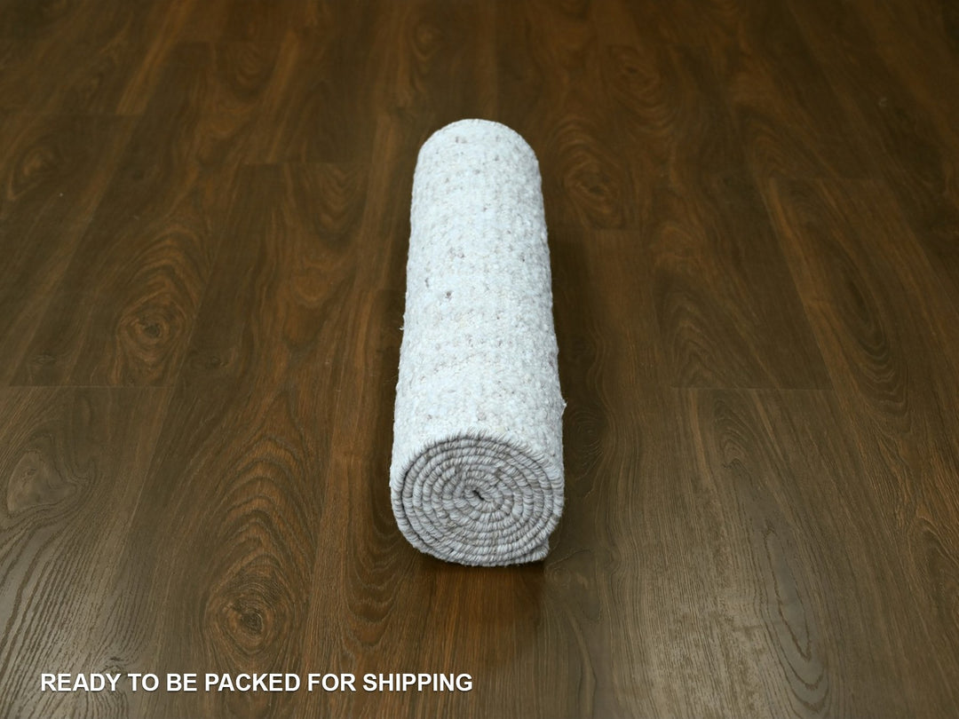 2'6" x 7'9" New Hand Knotted Ivory Wool Runner Oriental Rug - MOA10210345