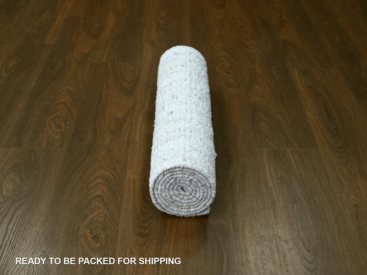 2'6" x 7'9" New Hand Knotted Ivory Wool Runner Oriental Rug - MOA10210345