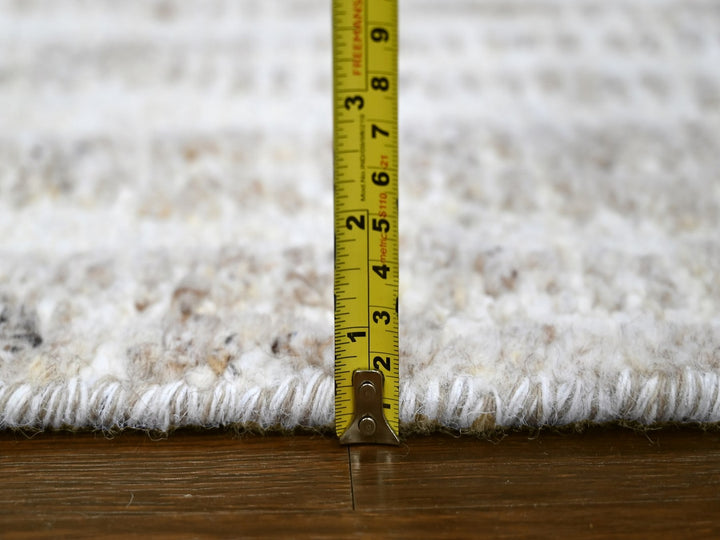 2'6" x 7'9" New Hand Knotted Ivory Wool Runner Oriental Rug - MOA10210345