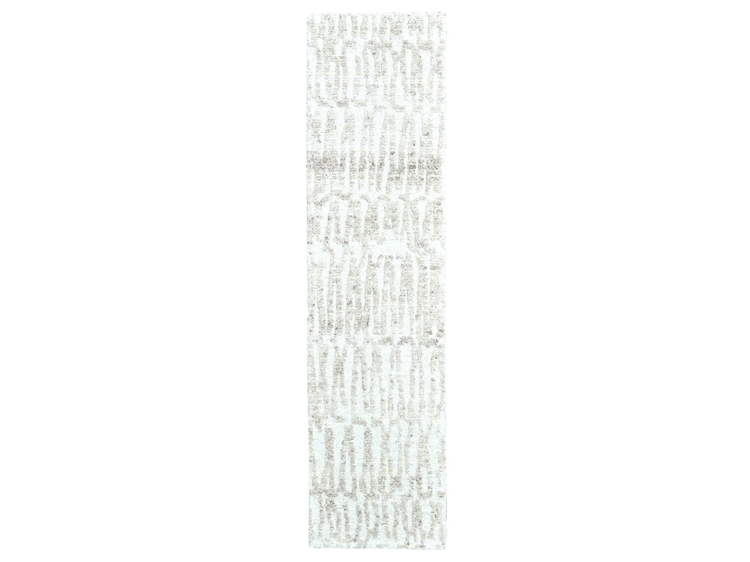 2'7" x 9'10" New Hand Knotted Ivory Wool Runner Oriental Rug - MOA10210347