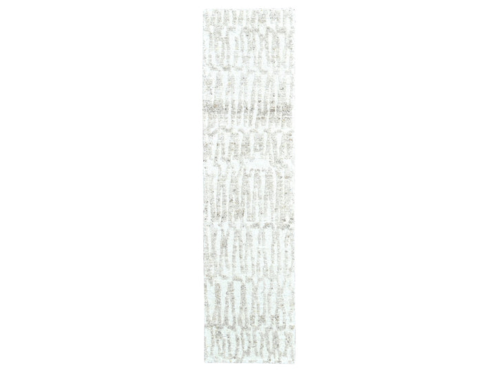2'7" x 9'10" New Hand Knotted Ivory Wool Runner Oriental Rug - MOA10210347