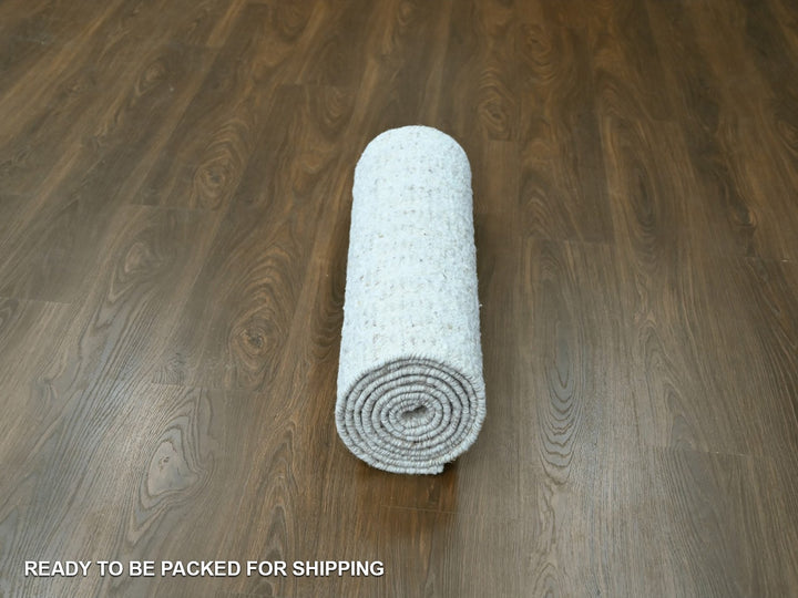 2'7" x 9'10" New Hand Knotted Ivory Wool Runner Oriental Rug - MOA10210347