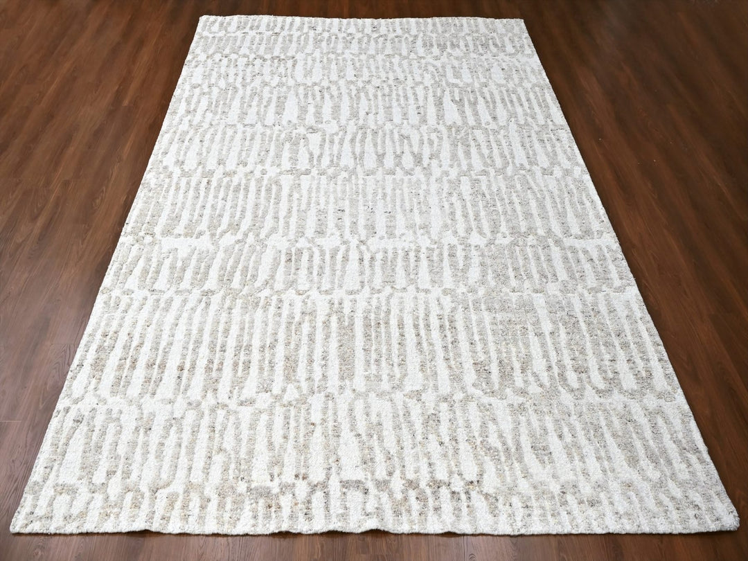 10'0" x 13'10" New Hand Knotted Ivory Wool Rectangle Oriental Rug - MOA10210349