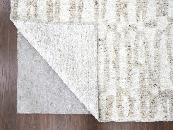 10'0" x 13'10" New Hand Knotted Ivory Wool Rectangle Oriental Rug - MOA10210349