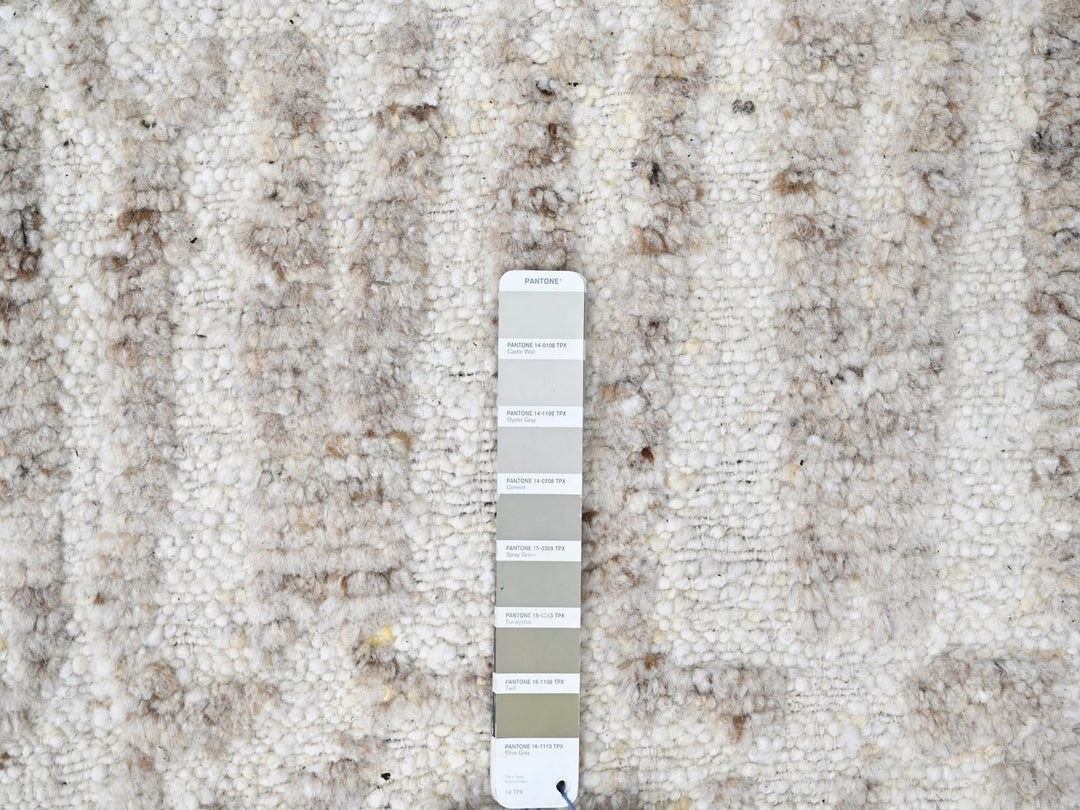 10'0" x 13'10" New Hand Knotted Ivory Wool Rectangle Oriental Rug - MOA10210349