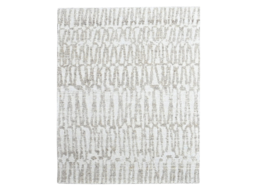 8'0" x 9'10" New Hand Knotted Ivory Wool Rectangle Oriental Rug - MOA10210350