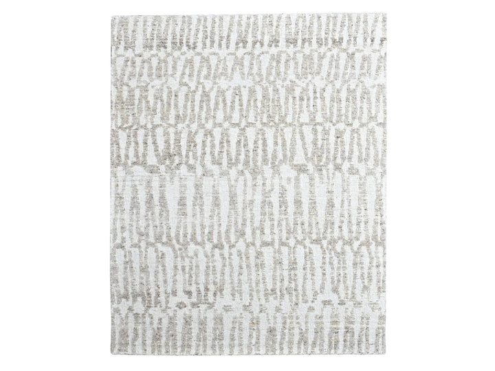 8'0" x 9'10" New Hand Knotted Ivory Wool Rectangle Oriental Rug - MOA10210350