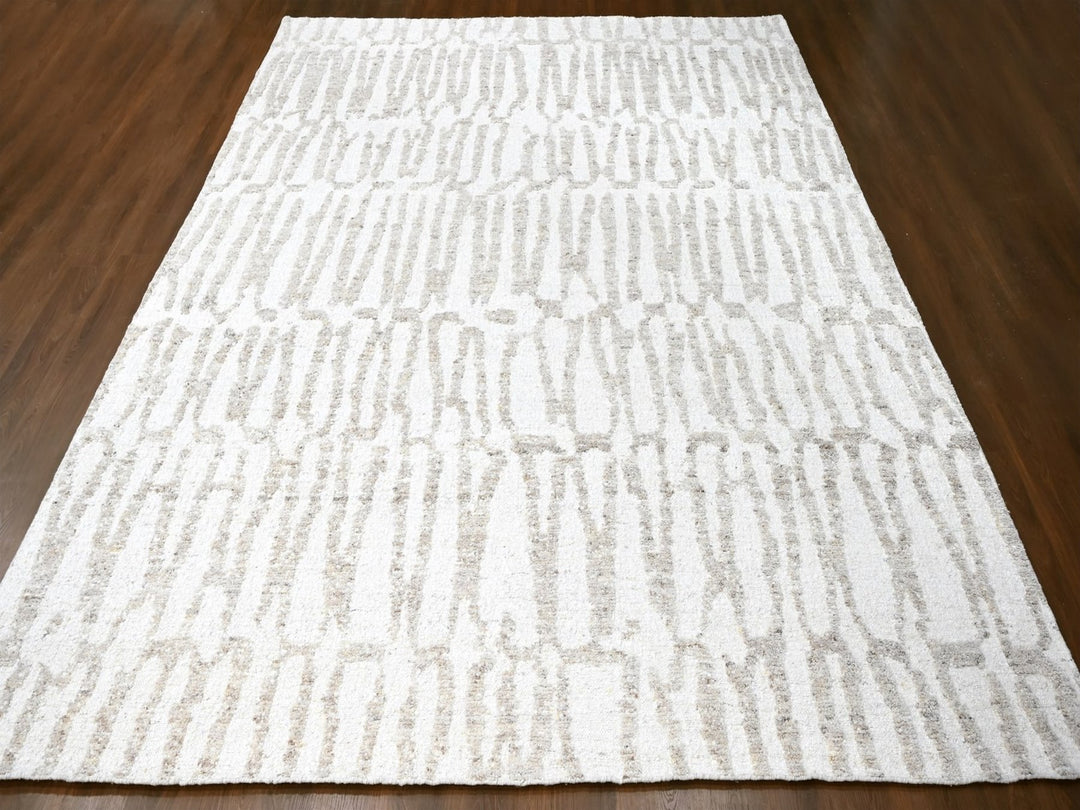12'2" x 14'11" New Hand Knotted Ivory Wool Rectangle Oriental Rug - MOA10210351