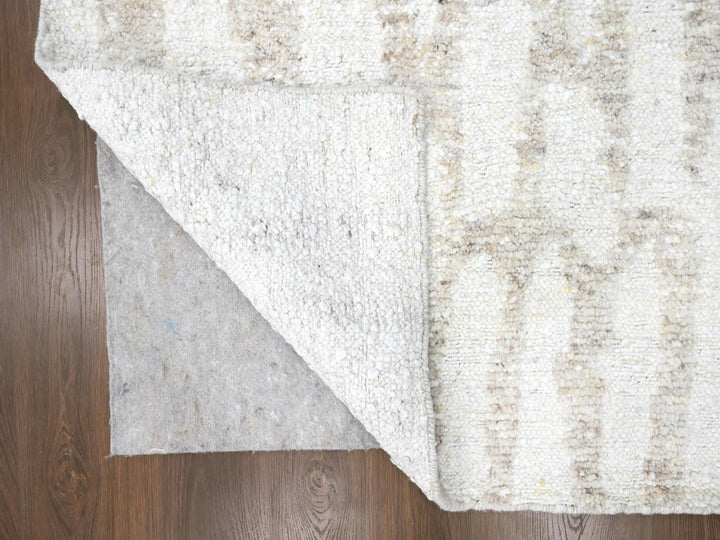 12'2" x 14'11" New Hand Knotted Ivory Wool Rectangle Oriental Rug - MOA10210351