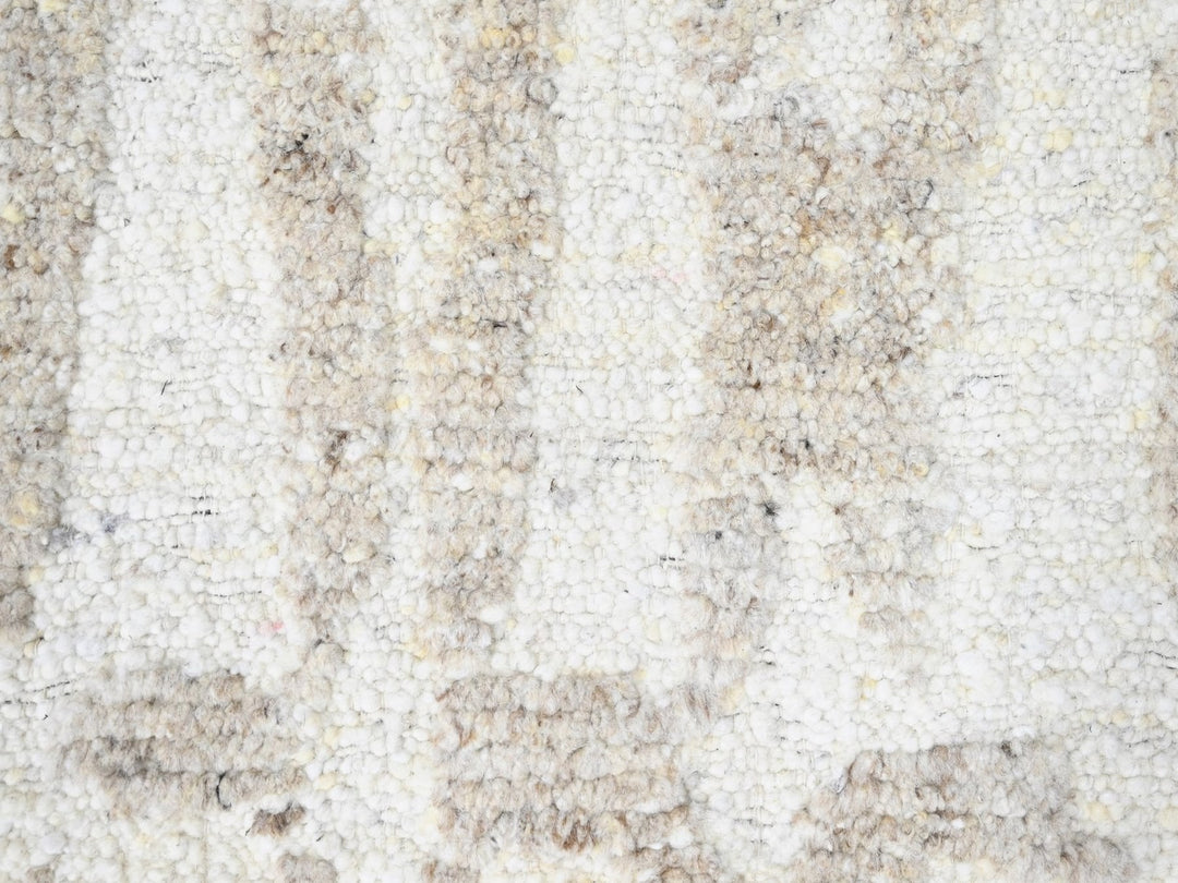 12'2" x 14'11" New Hand Knotted Ivory Wool Rectangle Oriental Rug - MOA10210351
