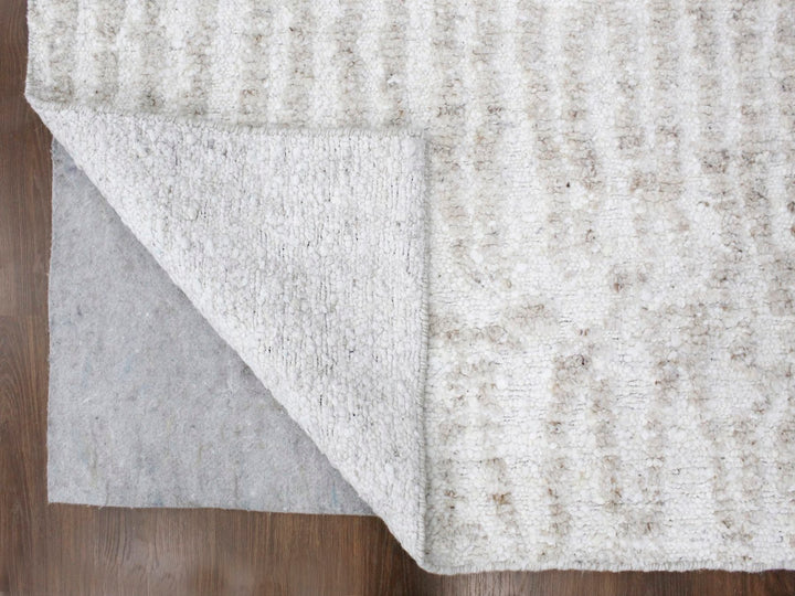 9'1" x 12'1" New Hand Knotted Ivory Wool Rectangle Oriental Rug - MOA10210352
