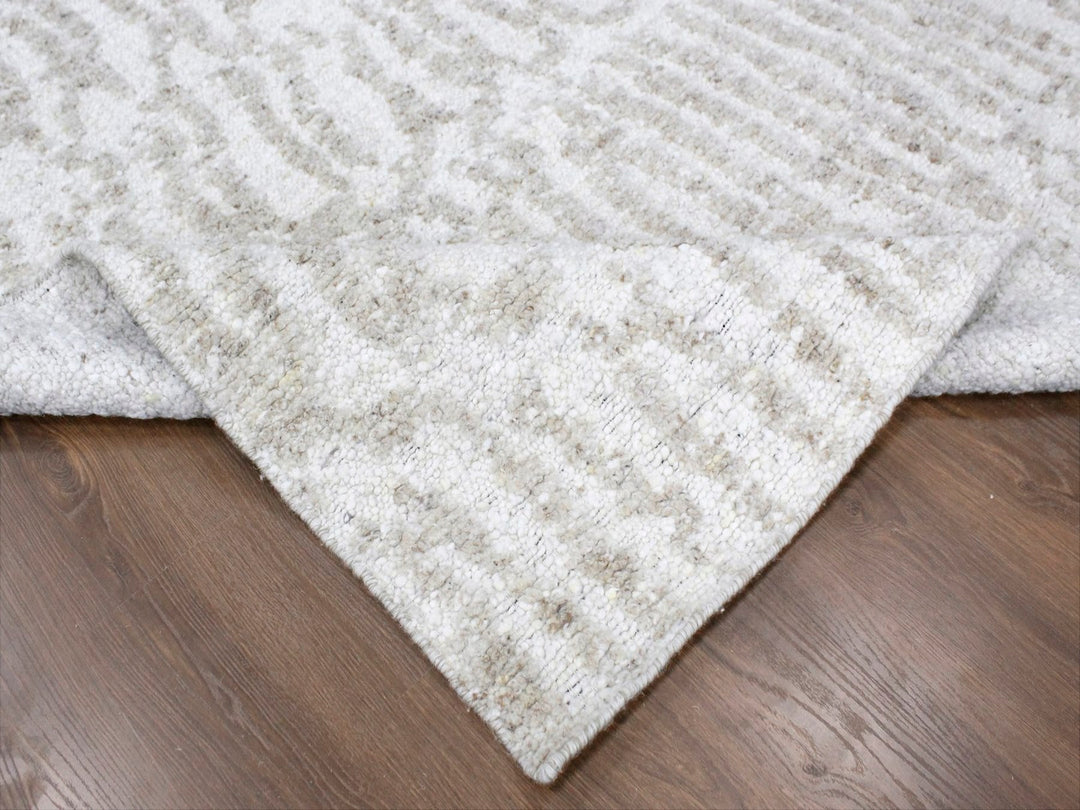 9'1" x 12'1" New Hand Knotted Ivory Wool Rectangle Oriental Rug - MOA10210352