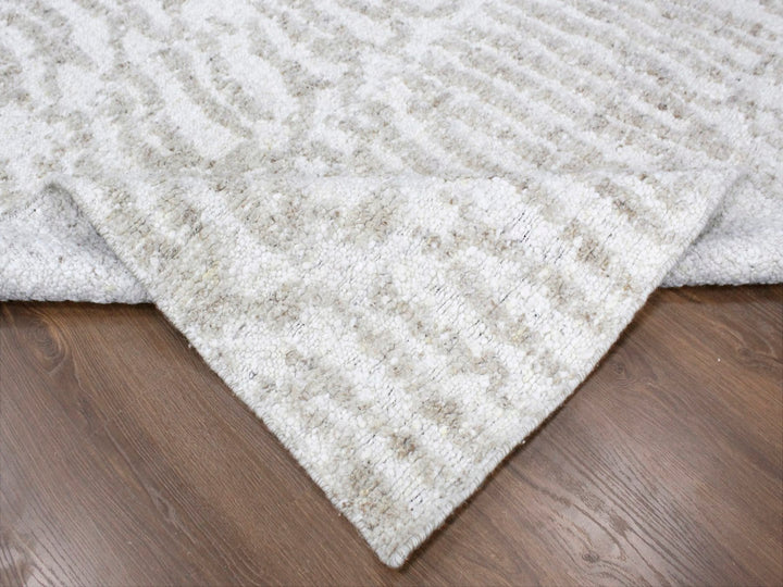9'1" x 12'1" New Hand Knotted Ivory Wool Rectangle Oriental Rug - MOA10210352