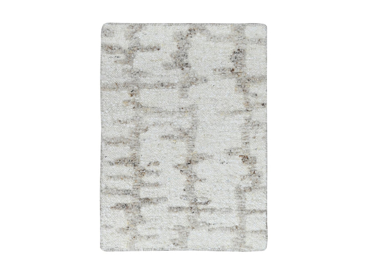 2'0" x 2'10" New Hand Knotted Ivory Wool Rectangle Oriental Rug - MOA10210355