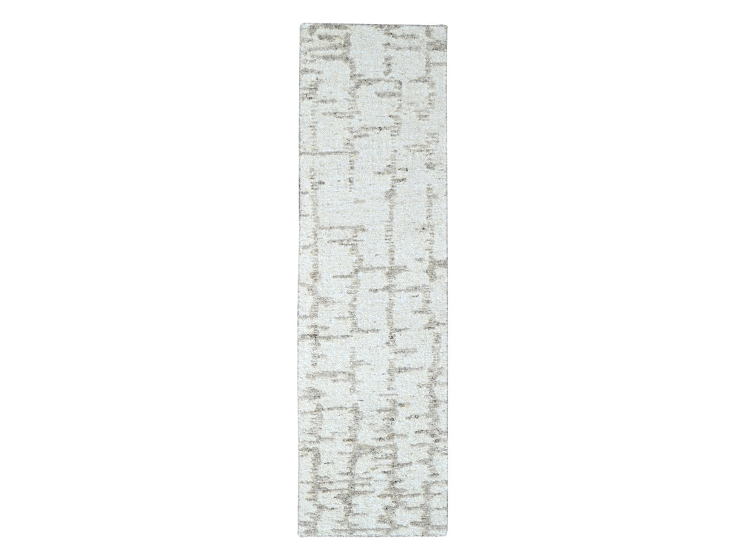 2'6" x 8'0" New Hand Knotted Ivory Wool Runner Oriental Rug - MOA10210357