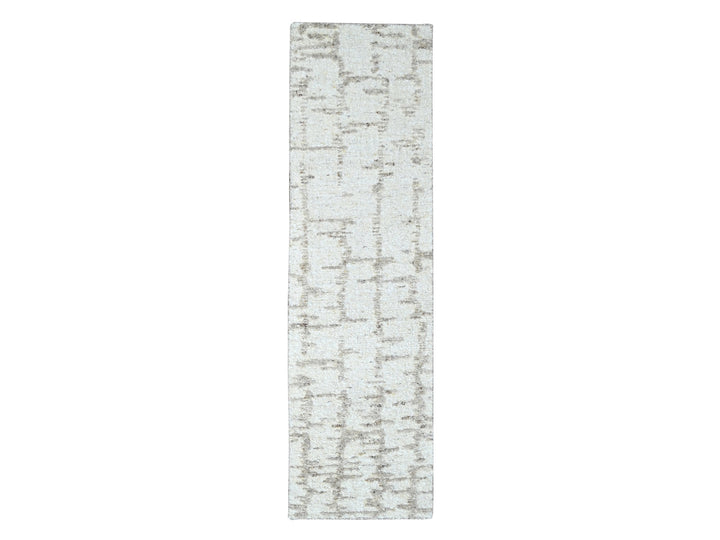 2'6" x 8'0" New Hand Knotted Ivory Wool Runner Oriental Rug - MOA10210357