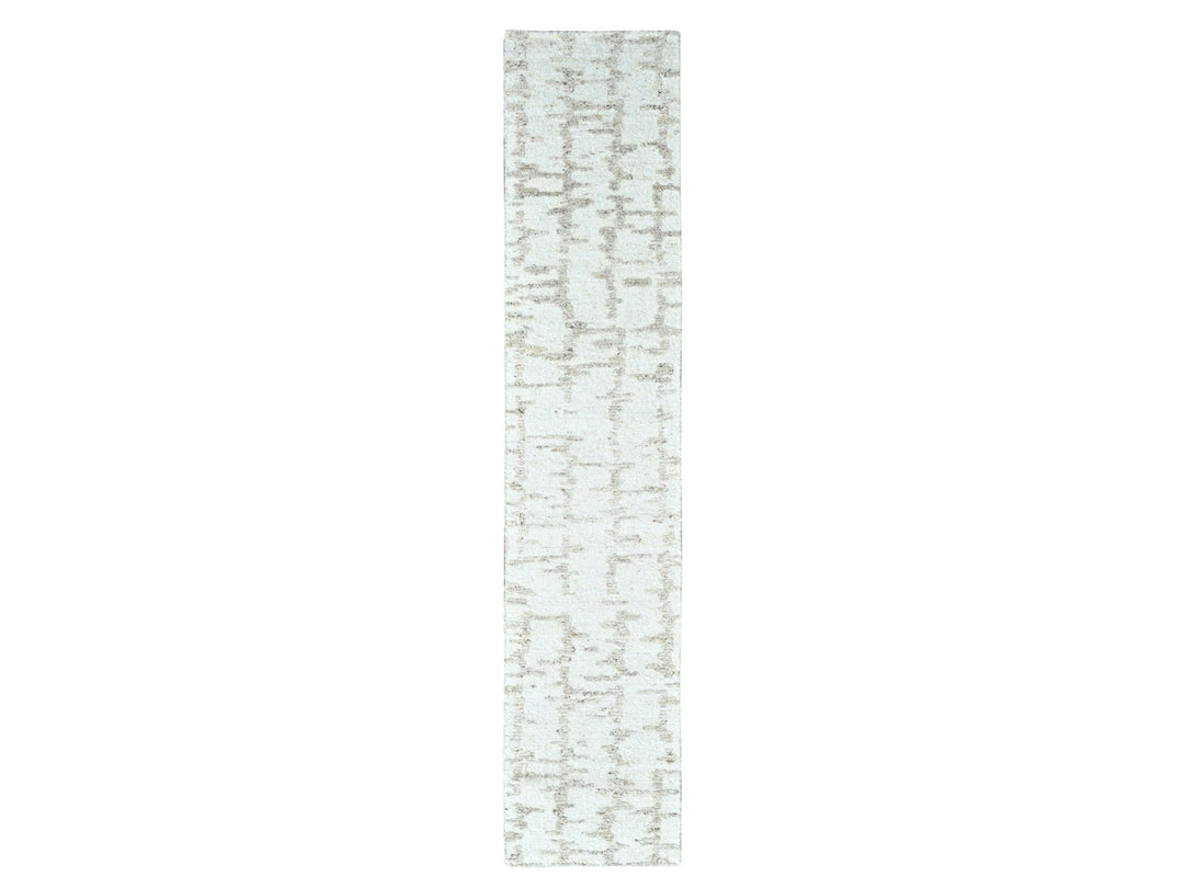 2'6" x 11'10" New Hand Knotted Ivory Wool Runner Oriental Rug - MOA10210358