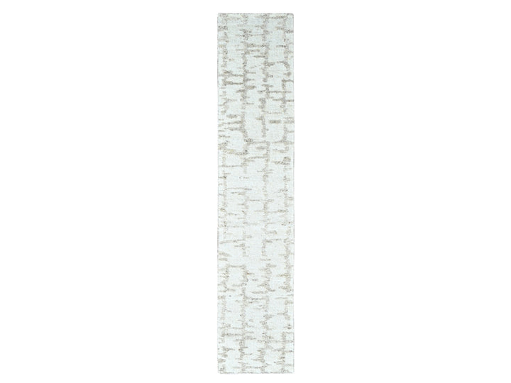 2'6" x 11'10" New Hand Knotted Ivory Wool Runner Oriental Rug - MOA10210358