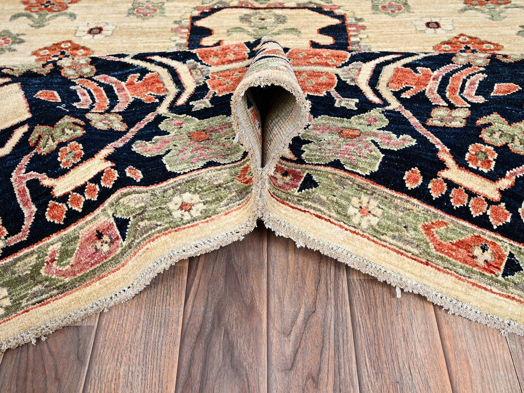 8'10" x 11'11" New Hand Knotted Ivory Wool Rectangle Oriental Rug - MOA1021035