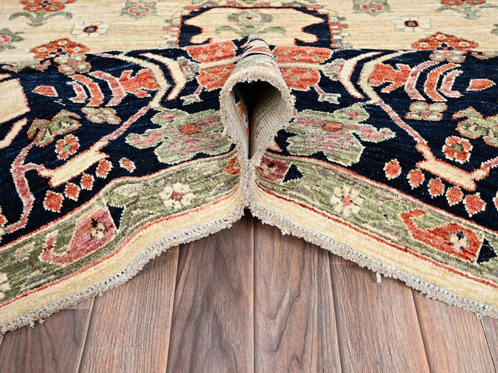 8'10" x 11'11" New Hand Knotted Ivory Wool Rectangle Oriental Rug - MOA1021035