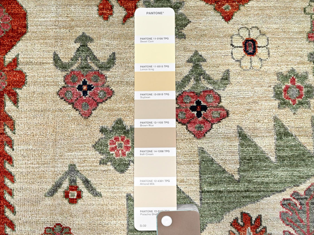 8'10" x 11'11" New Hand Knotted Ivory Wool Rectangle Oriental Rug - MOA1021035