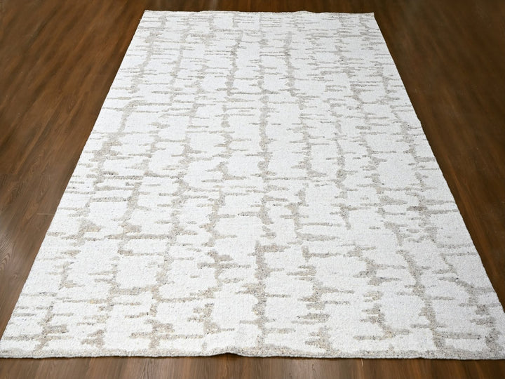12'0" x 14'10" New Hand Knotted Ivory Wool Rectangle Oriental Rug - MOA10210360