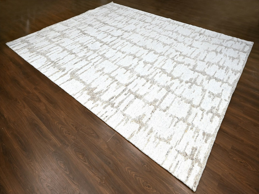 12'0" x 14'10" New Hand Knotted Ivory Wool Rectangle Oriental Rug - MOA10210360
