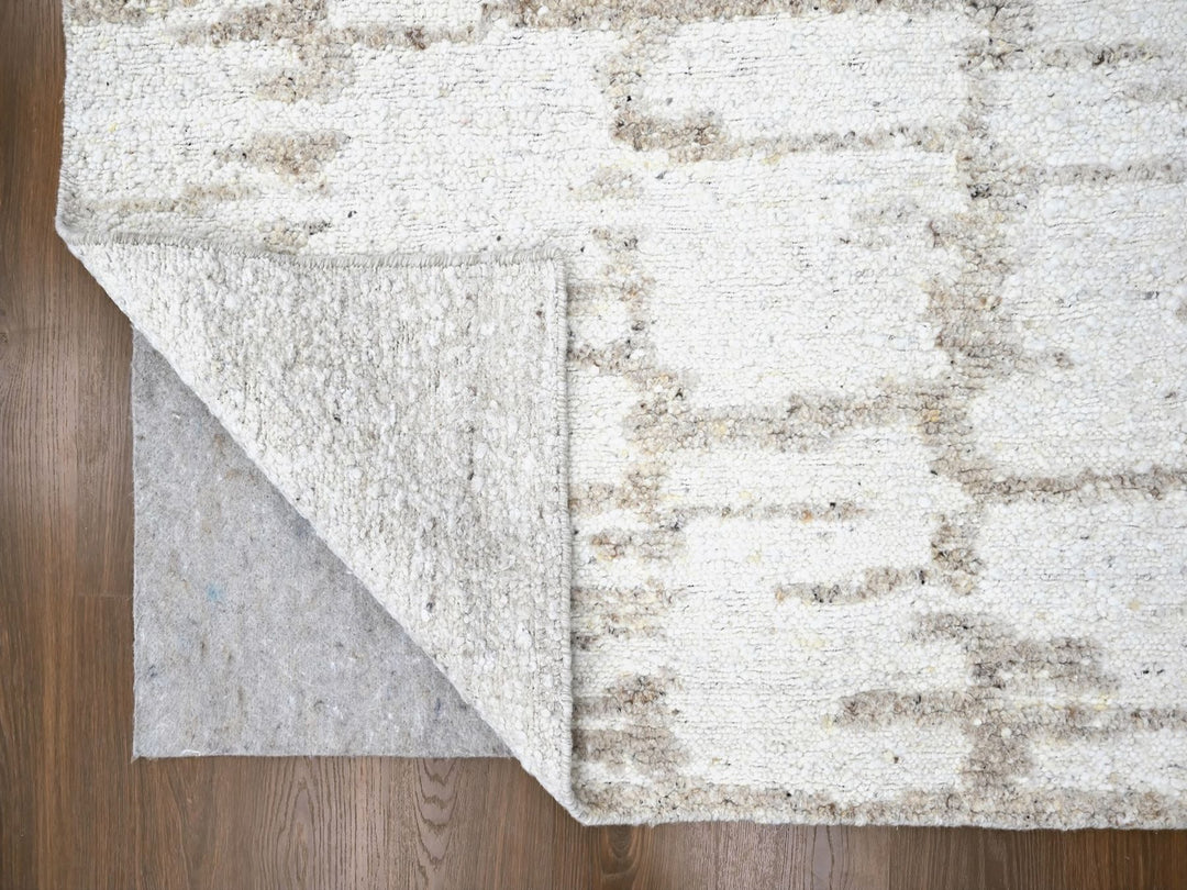 12'0" x 14'10" New Hand Knotted Ivory Wool Rectangle Oriental Rug - MOA10210360