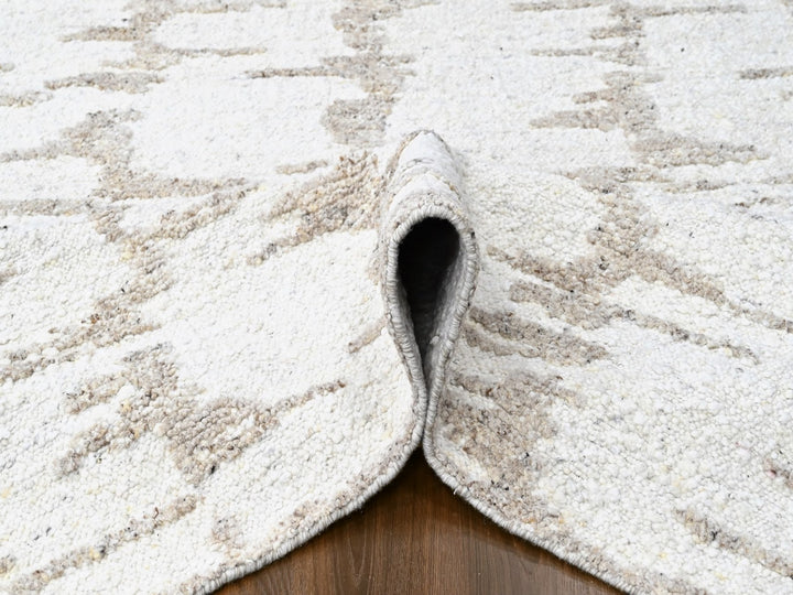 12'0" x 14'10" New Hand Knotted Ivory Wool Rectangle Oriental Rug - MOA10210360