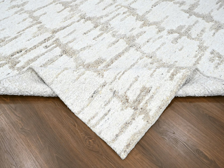 12'0" x 14'10" New Hand Knotted Ivory Wool Rectangle Oriental Rug - MOA10210360