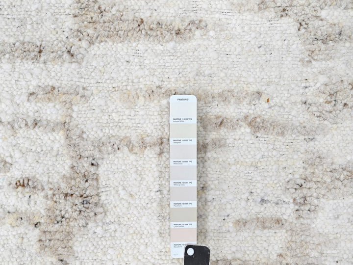 12'0" x 14'10" New Hand Knotted Ivory Wool Rectangle Oriental Rug - MOA10210360