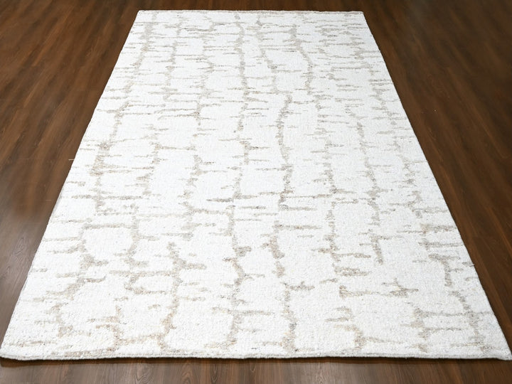 9'3" x 12'2" New Hand Knotted Ivory Wool Rectangle Oriental Rug - MOA10210361