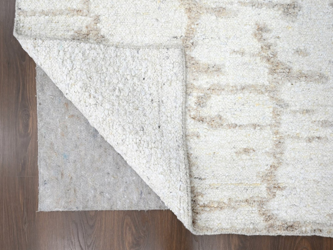 9'3" x 12'2" New Hand Knotted Ivory Wool Rectangle Oriental Rug - MOA10210361