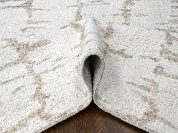 9'3" x 12'2" New Hand Knotted Ivory Wool Rectangle Oriental Rug - MOA10210361