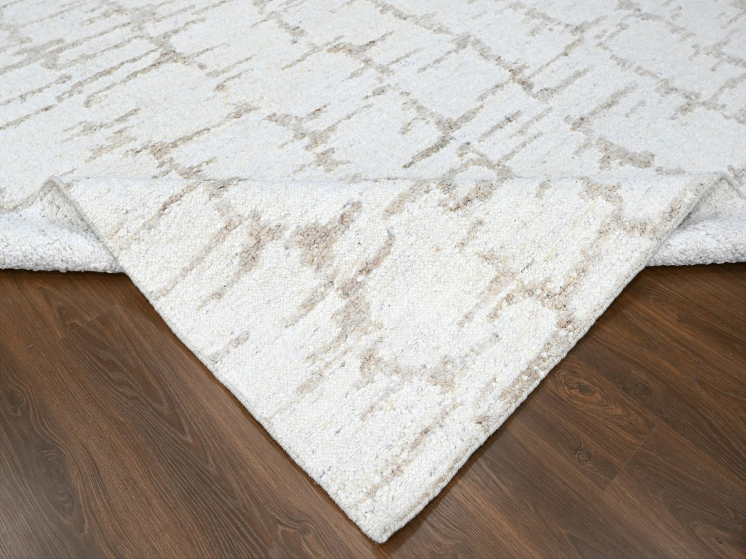 9'3" x 12'2" New Hand Knotted Ivory Wool Rectangle Oriental Rug - MOA10210361