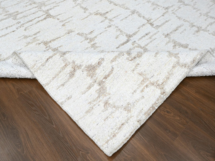 9'3" x 12'2" New Hand Knotted Ivory Wool Rectangle Oriental Rug - MOA10210361