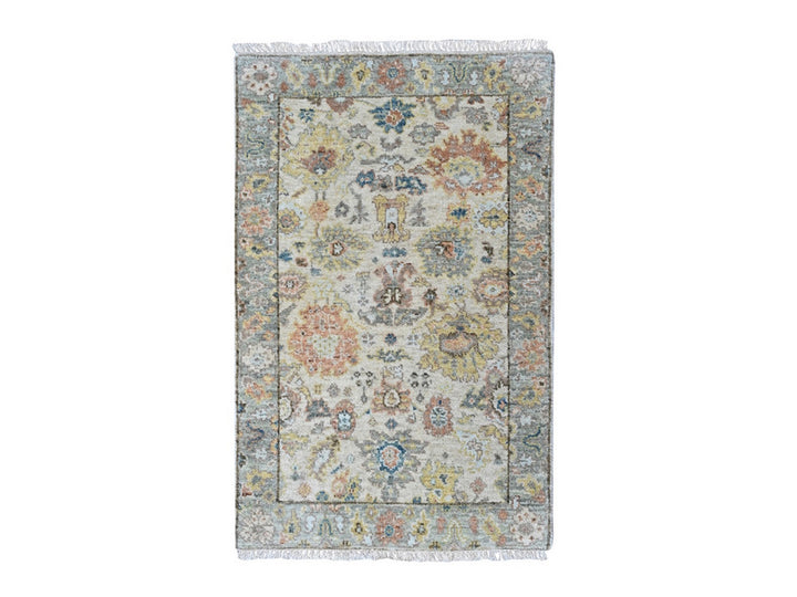 2'0" x 3'0" New Hand Knotted Beige Wool Rectangle Oriental Rug - MOA10210363